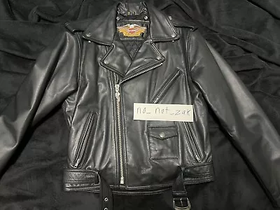 Harley Davidson Men's Embossed Screamin Eagle Biker Black Leather Jacket L • $299.99