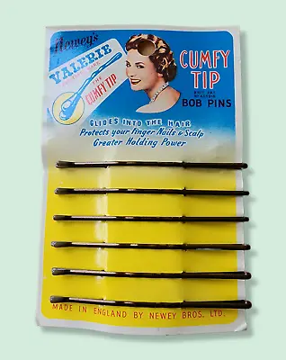 Vintage Hair Pins - 6 Large Newey's 6.5 Cm Cumfy Tip Hair Pins - Made In UK • $6.95