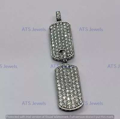 Men's Real 925 Sterling Silver 1.50CT Lab-Created Diamond Double Dog-Tag Pendant • $138.65