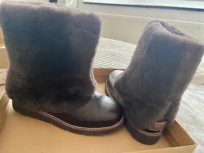 UGG Maylin Fur Brown Boot Size UK 4.5 US 6 EU 37 • £100