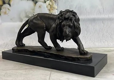 Elegant Classical  Lion On Prawl Bronze Marble Statue Sculpture Art Deco Hotcast • $399