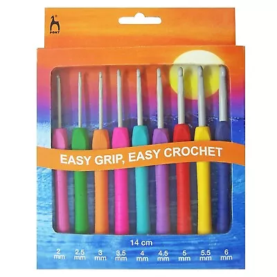 Pony Crochet Hook Set: Easy Grip With Flat Finger: 14cm X Sizes 2-6mm Steel • $21.84