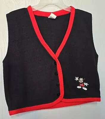 Vtg Disney Mickey Mouse Fleece Vest Women’s M/L Button Embroidered • $15