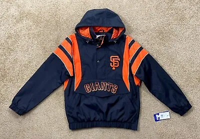SAN FRANCISCO GIANTS Starter  Half Zip Pullover Jacket BLACK  M 2X • $135.99