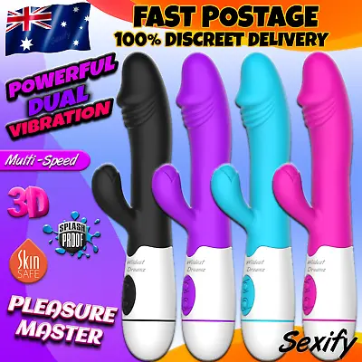 Multi Speed G Spot Dildo Rabbit Vibrator Vaginal Anal Clit Female Wand Sex Toy • $18.95