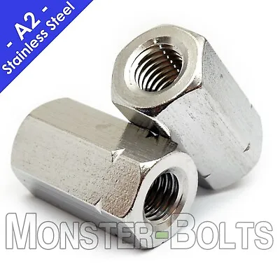 Stainless Steel Hex Coupling Nuts A2 / 18-8 DIN 6334 - Metric M5 M6 M8 M10 M12 • $10.74