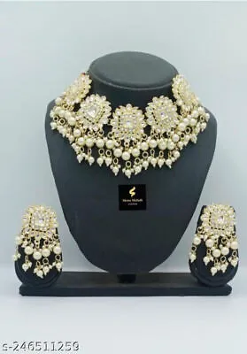 Indian Bollywood Gold Plated Kundan Choker Bridal Necklace Earrings Jewelry Set • $33.96