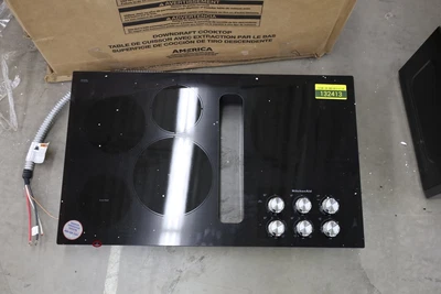 $1759 • Buy KitchenAid KCED606GBL 36  Black 5 Element Downdraft Electric Cooktop NOB #132413