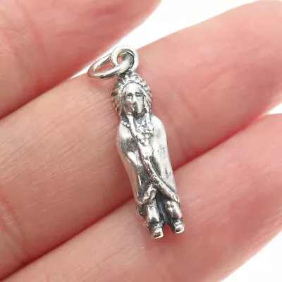 Old Pawn 925 Sterling Silver Vintage Southwestern Indian Chief 3D Charm Pendant • $32.95