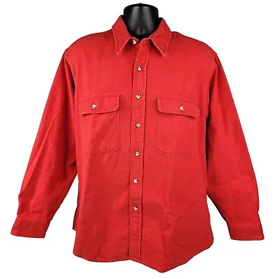 $14.95 • Buy Vtg St Johns Bay Chamois Shirt Mens XL Button Down Long Sleeve Heavyweight Red