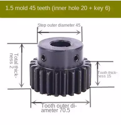 10pc 1.5 Die 45 Tooth Hole 20 Key 6 Bump Gear Motor Gear Spur Gear With Step • $448.55