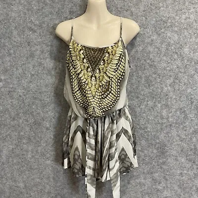 Unbranded Womens Boho Kaftan Print Embellished Short Romper Playsuit 8/XS (1656 • $19.95