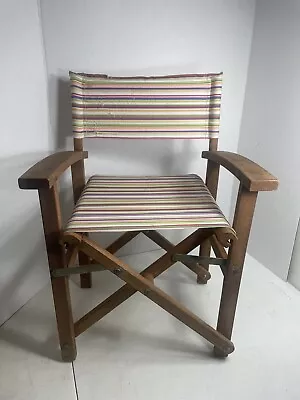 Antique Wood Frame Folding Directors Captains Chair Fabric Children Kid Size • £31.09