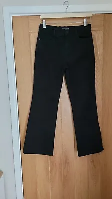 M&S Per Una Black Bootcut Jeans Size Uk 10 Medium Embroidered Stretch 30x27 • £10