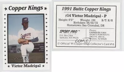 1991 Sport Pro Butte Copper Kings Victor Madrigal #18 • $3.93