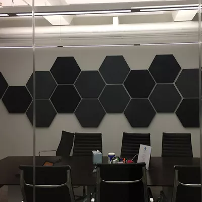 12Pcs Hexagon Soundproof Room Wall Mat Panels Sound Noise Insulation Felt Tiles • £13.95