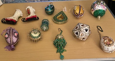 £71.54 • Buy Lot Of 12 Vintage Christmas Push Pin Ornaments Handmade Beaded Sequins MCM Pink