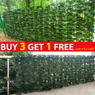 Artificial Faux Ivy Leaf Hedge Panels Roll Privacy Screening Garden Fence Board • £8.14