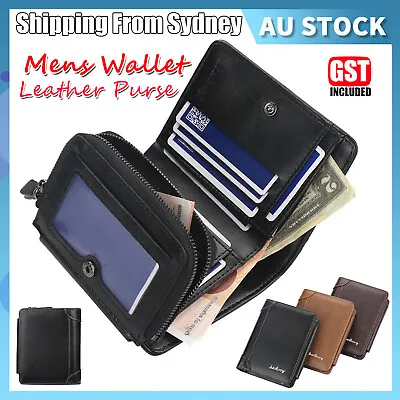 $15.45 • Buy Credit Card Holder RFID Blocking Coin Zipper Mens Wallet Anti Scan Leather Purse