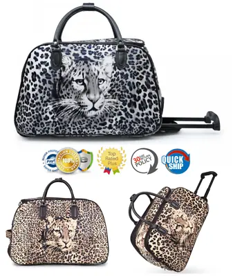 £21.99 • Buy New Ladies Leopard Print Weekend Travel Bag Trolley Holdall Hand Luggage Handbag