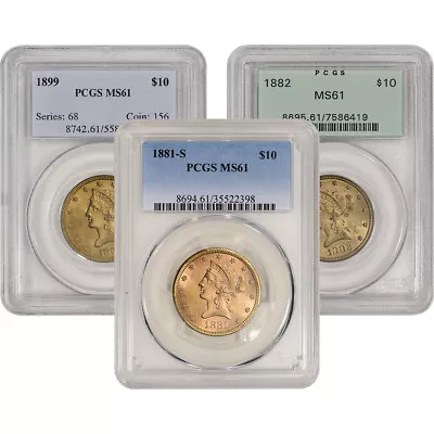 US Gold $10 Liberty Head Eagle - PCGS MS61 - Random Date And Label • $1220.23