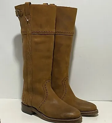 £84.12 • Buy Sancho Boots Women's 6 Camel Brown Leather Buckle Knee High Hand Made Cowboy 