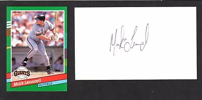 Mark Leonard ( Debut 1990 ) GIANTS ORIOLES  SIGNED AUTOGRAPH AUTO 3x5 INDEX COA • $3.80