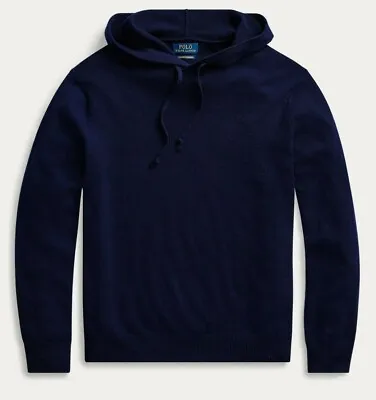 Polo Ralph Lauren Mens Hunter Navy Washable Cashmere Hooded Hoodie Sweater NWT • $241.74