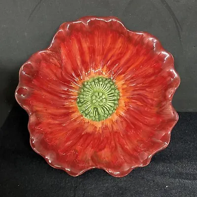 Maxcera Flowing Poppies Serving Bowl 8” Spring Poppy Red Flower Collectible Dish • $15