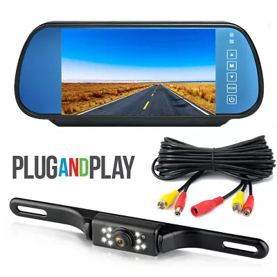 7  TFT LCD Car Rear View Backup Mirror Monitor + Wired Reverse Camera System Kit • $42.99