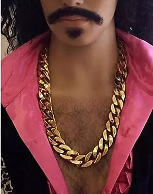 1970s PIMP GANGSTER GOLD CHAIN CELEBRITY RAPPER FANCY DRESS ACCESSORIES • £5.99