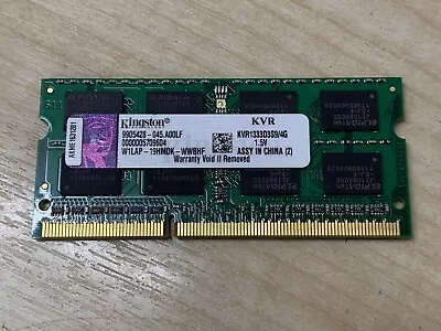 Kingston 4GB PC3-10600 DDR3 Memory Laptop RAM 1333Mhz SODIMM KVR1333D3S9/4G • £5.90