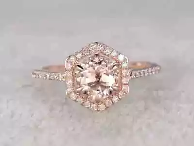 Morganite Wedding Gift Ring 2Ct Round Cut Simulated 14K Rose Gold Plated Silver • $151.07