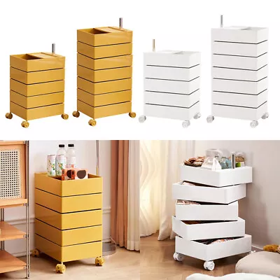 360° Rotating Nightstand Storage Cabinet Bedside Table With 5/7 Drawers Organize • $119.99