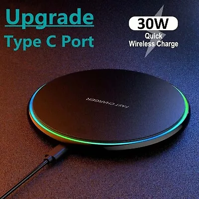 AU 30W Wireless Charger Fast Charging Pad Dock For All Smart Android Phones • $24.99