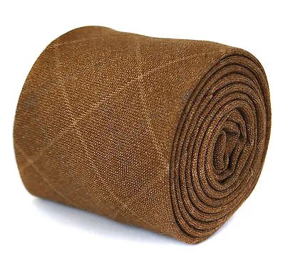 £15.99 • Buy Frederick Thomas Designer Tweed Wool Mens Tie - Brown - Check Skinny Necktie