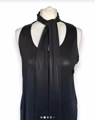 Kate Moss Top Shop Tie Top Blouse Sleeveless Black Shimmer Size 14 Rare Vintage  • £20