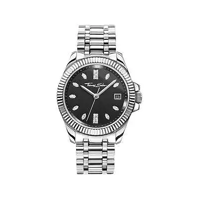 Women's Watch Divine Silver With Black Dial And Zirconia Stones • $659