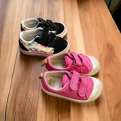 Baby Girl Shoe Trainer Bundle 4.5F Clark’s & Vans GUC • £4.95