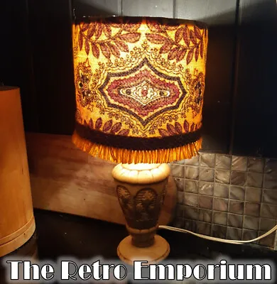 RETRO Fabric Lamp  Shade And Original Ceramic Lamp Base MCM 1960s • $30