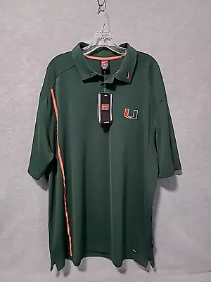 Nike University Of Miami Hurricanes Green Golf Polo Shirt Team Apparel Men’s XXL • $29.92