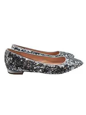 J.Crew Gwen Flats With Glitter Silver Sequins Women’s Size 7 Slip On Shoes • $17.85