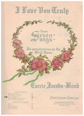 I Love You Truly ~ Carries Jacobs-Bond ~ Sheet Music ~ 1906 ~ Cover Art • $8.37