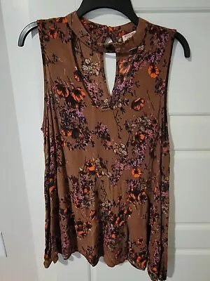 Mossimo Supply Co. Brown Sleeveless Floral Top Size XL  • $3