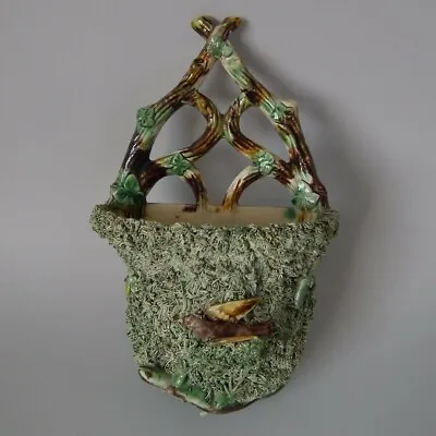 Majolica Palissy Bird And Lizard Wall Pocket • £645