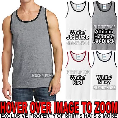 Mens PRESHRUNK Cotton Ringer Tank Top Sleeveless T-Shirt S-XL 2XL 3XL 4XL NEW • $15.99