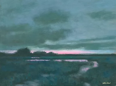 Last Light Landscape Art Oil Painting Cape Cod Coastal Impressionism Marshlands • $180