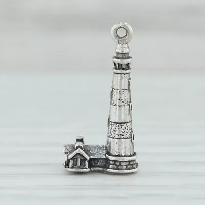 Bodie Island Lighthouse Charm Sterling Silver Nautical North Carolina Souvenir • £18.99