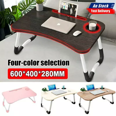 $21.49 • Buy Laptop Stand Table Foldable Desk Computer Study Adjustable Portable Cup Slot NEW