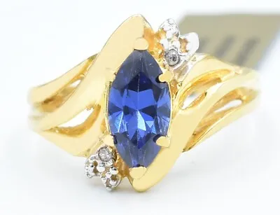 AAA TANZANITE 1.26 Cts & GENUINE DIAMONDS RING 10K YELLOW GOLD - New With Tag • $0.99